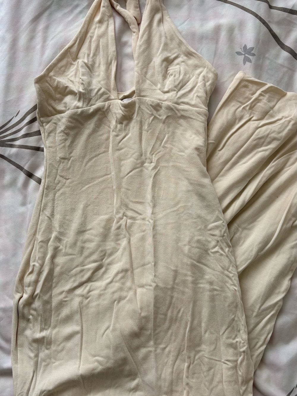 Oh Polly Cream Halter Neck Maxi Dress
